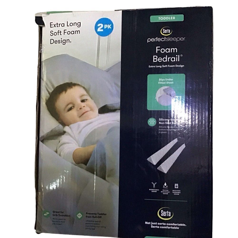 Serta Extra Long Soft Foam Bedrail Toddler Water Resistant Cover 2 Pack